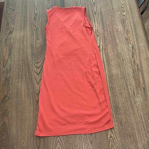 Hello Miz V-Neck Ruched Maternity/Nursing Dress Sleeveless Stretch Rust Size S - Picture 6 of 8